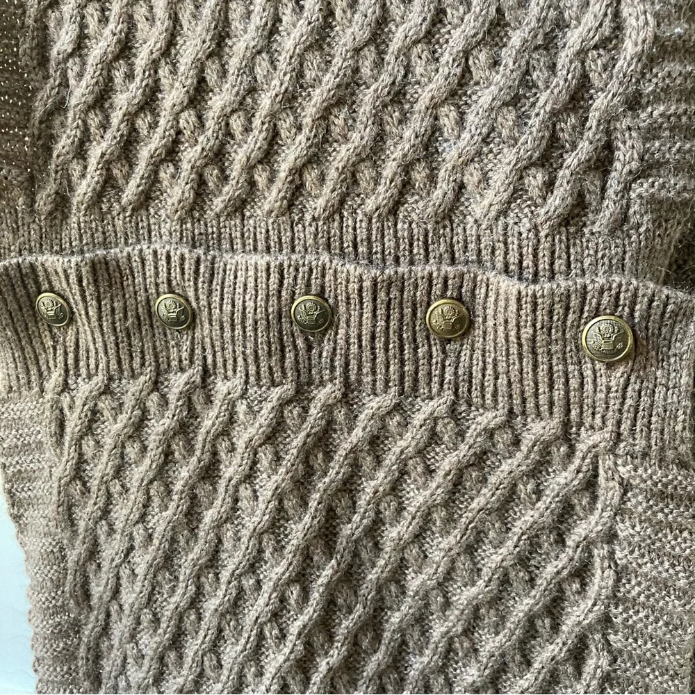 Taupe Sweater Scarf With Metal Button Detail